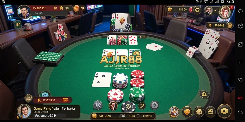 Tampilan gameplay seru di AJR88 dengan banyak pemain poker.
