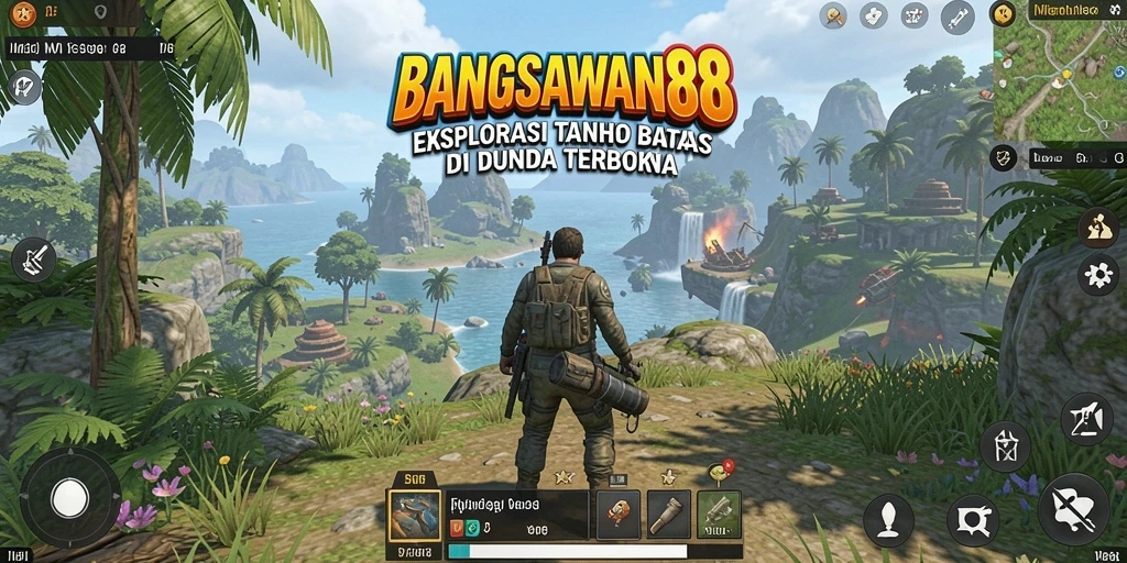 Screenshot gameplay BANGSAWAN88 yang menampilkan dunia terbuka yang luas.