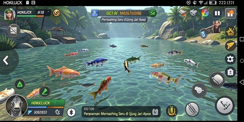 Tampilan gameplay HOKILUCK yang memukau saat memancing.