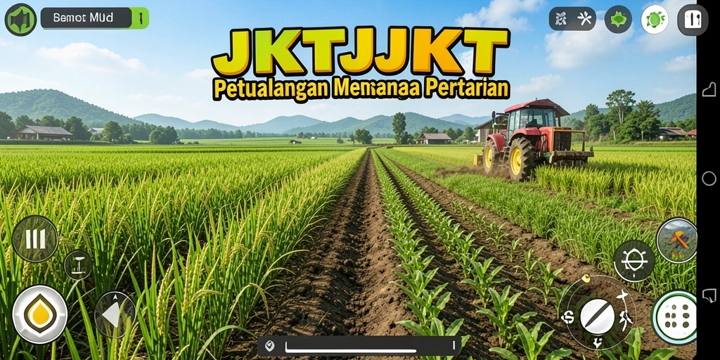Screenshot gameplay JKTJKT menampilkan aktivitas bertani yang seru.
