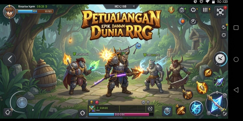 Screenshot MDG188 menampilkan aksi seru dalam pertarungan RPG.
