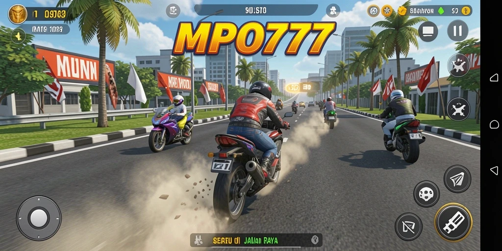 Screenshot menampilkan aksi seru balapan motor di MPO777.