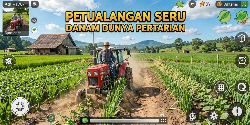 Screenshot gameplay PT707 menampilkan aktivitas pertanian yang seru.