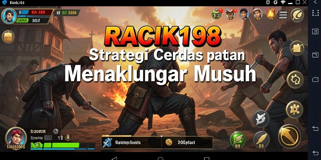Screenshot utama RACIK198 menampilkan pertempuran epik antara pasukan strategis.