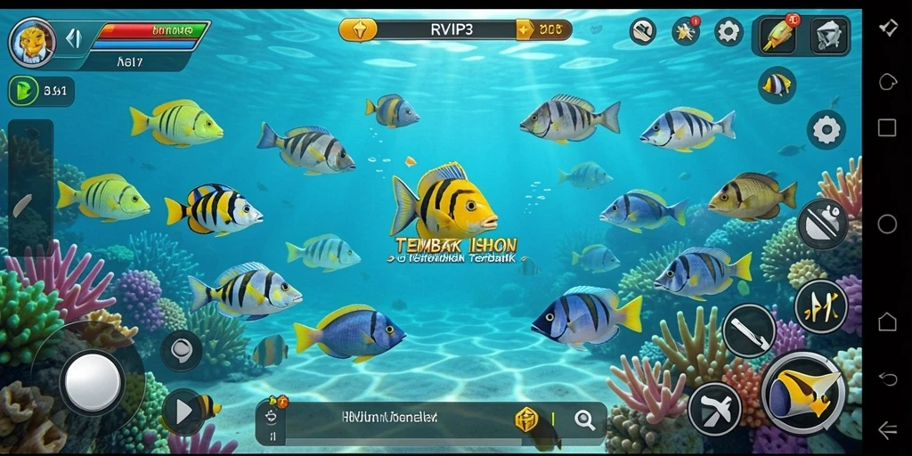 Screenshot gameplay RVIP3 menampilkan aksi seru Tembak Ikan.