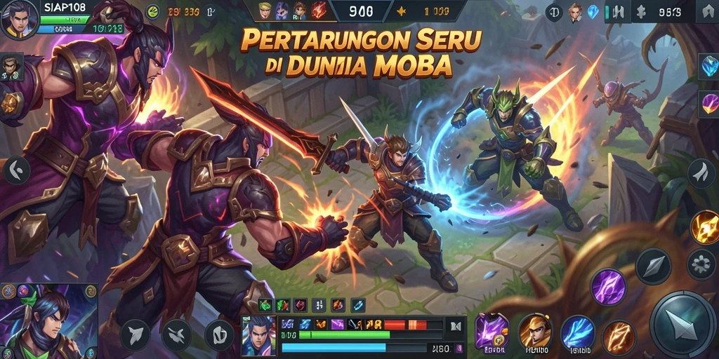 Screenshot gameplay SIAP108 yang penuh aksi dan strategi MOBA.