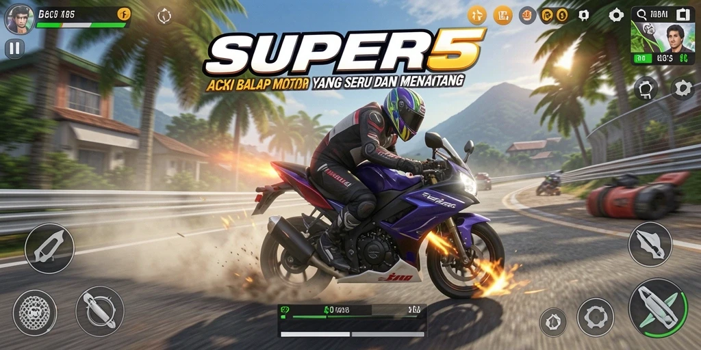 Tampilan gameplay SUPER5 yang mendebarkan dan kompetitif.
