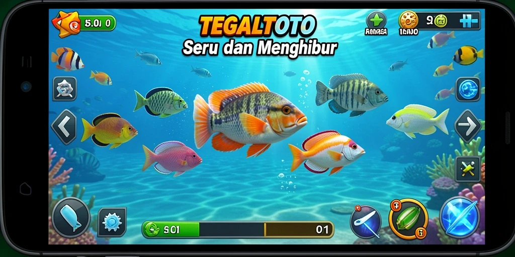 Tampilan gameplay TEGALTOTO yang menarik saat menembak ikan.