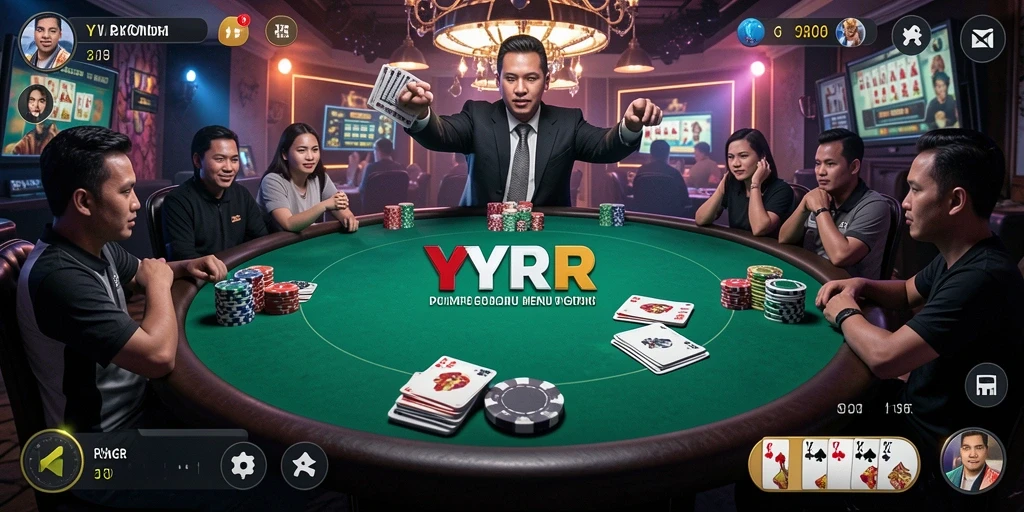 Tampilan gameplay seru dari permainan poker YYRR yang mendebarkan.